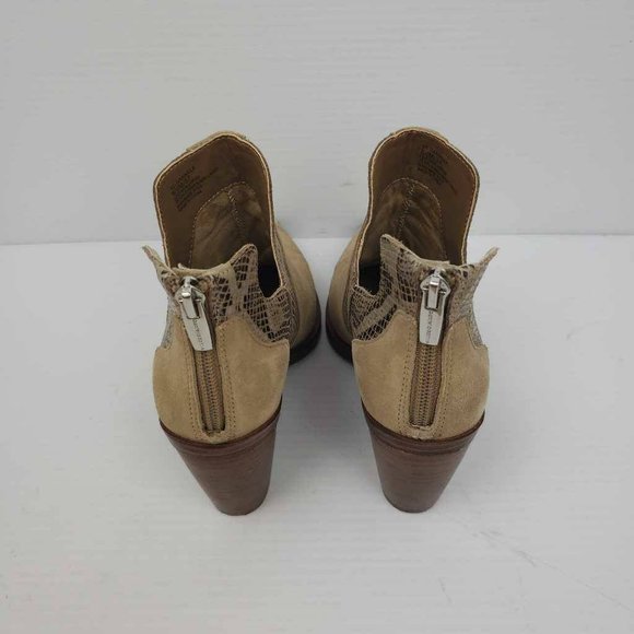 Vince Camuto Womens Gannilla Ankle Boots Brown Leather Zip Heel Snake Panel 6.5M - Picture 5 of 16